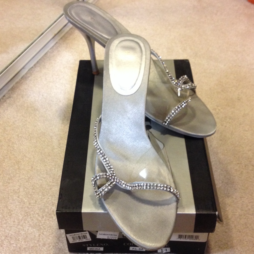 N.Y.L.A. Silver Rhinestone Heels